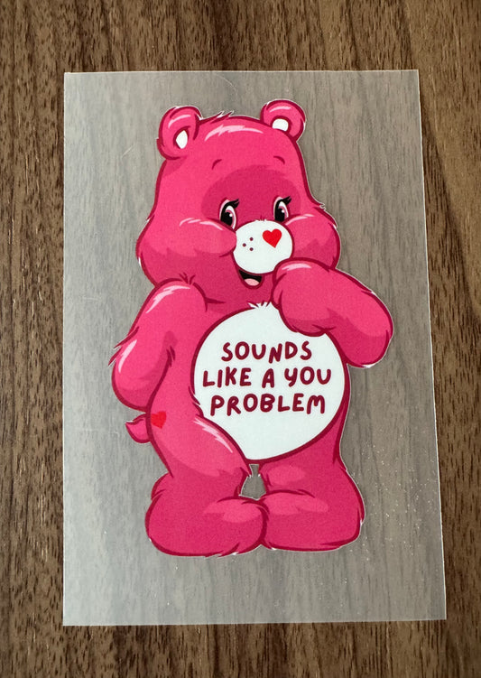 Hot Pink Problem Bear Transfer