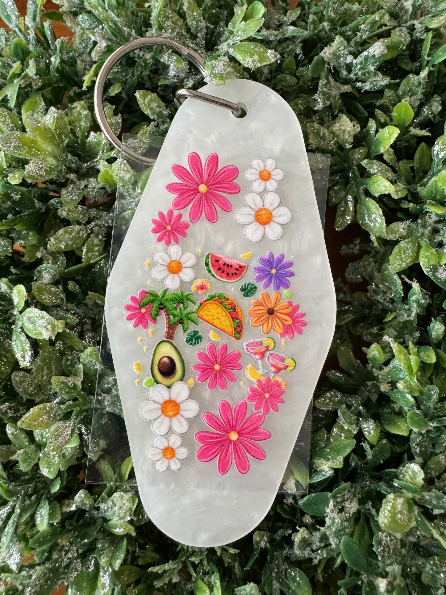 Flowery Mexican Food Keychain Decal
