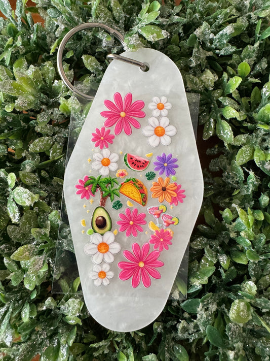 Flowery Mexican Food Keychain Decal