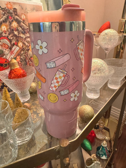 Pink Groovy Teacher Tumbler