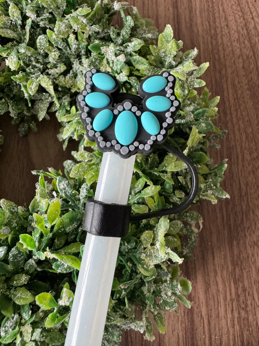 Turquoise Horseshoe Straw Topper