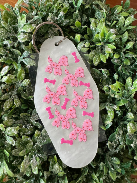 Pink Hearts Balloon Dog Keychain Decal