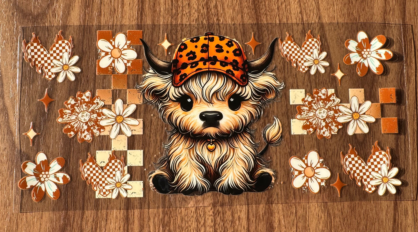 Tan Checkered Cow Cup Wrap