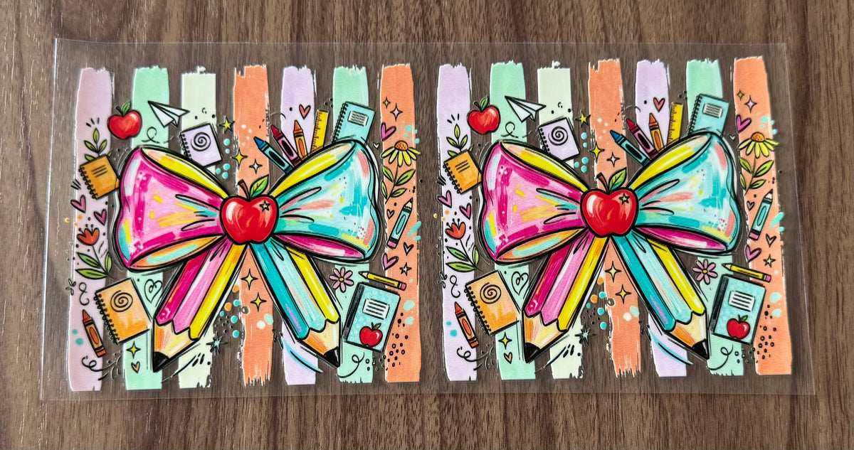 Colorful Teacher Bow Cup Wrap