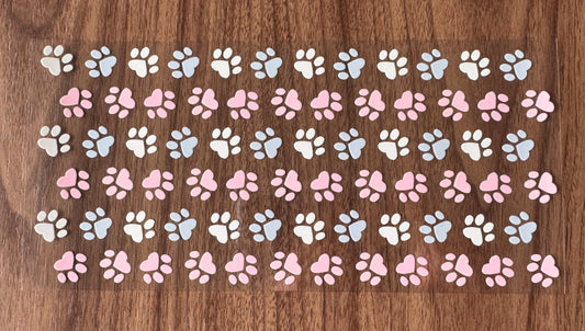 Pink, White, Blue Paws Cup Wrap