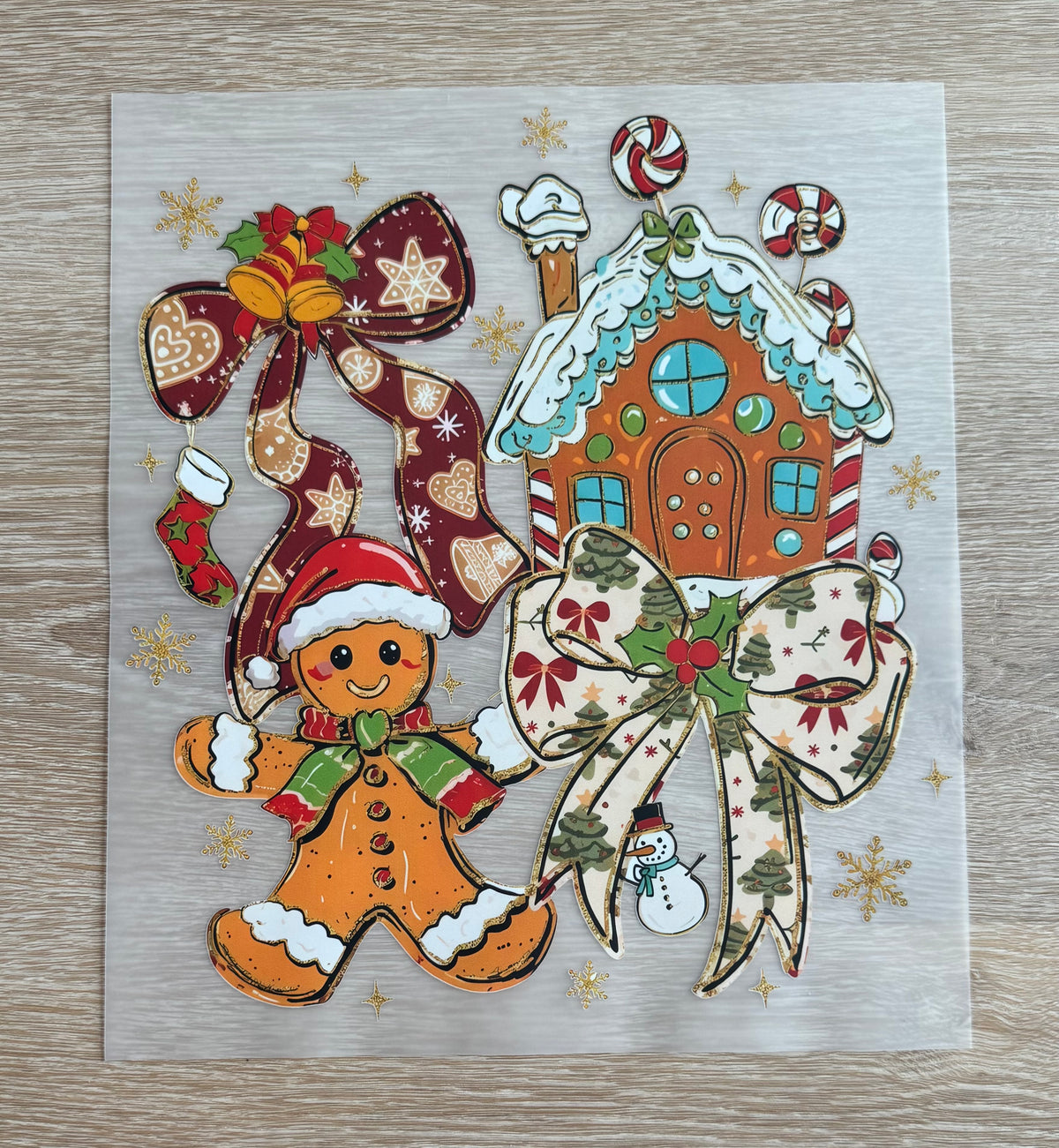 Christmas Bows & Gingerbread Transfer