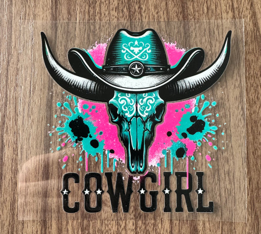 Cowgirl Teal Bull Decal