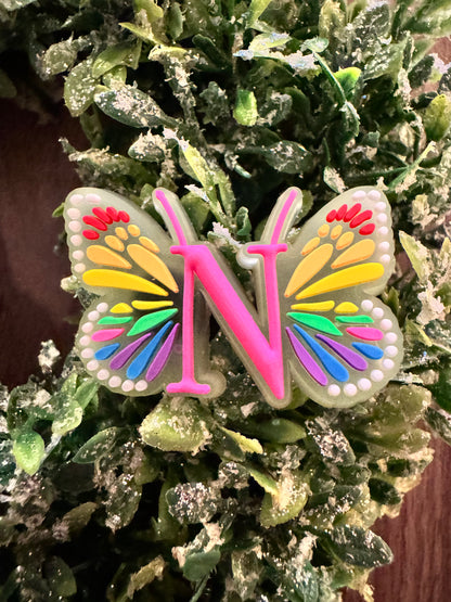 Butterfly Initial Shoe Charms