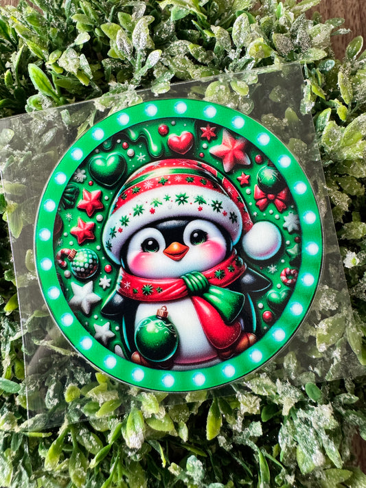 Christmas Penguin Circle Decal