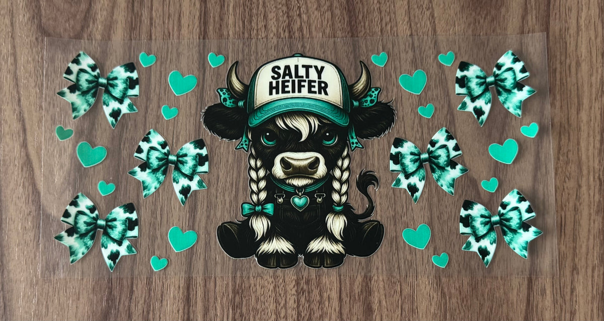 Teal Salty Heifer Cow Cup Wrap