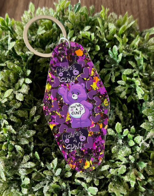 Purple Swear Bear Keychain