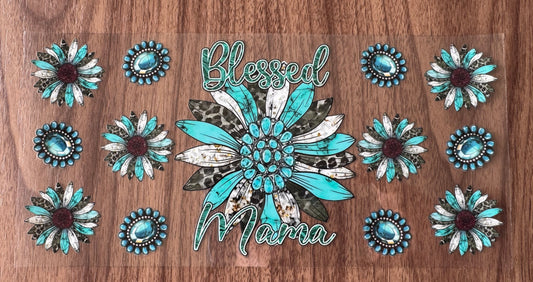 Turquoise Blessed Mama Cup Wrap