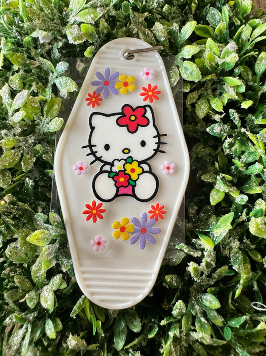 Flowery Kitty Keychain Decal
