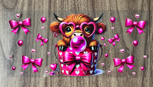 Cute Pink Heart Cow Cup Wrap