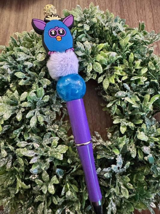 Blue Furry Toy Pen
