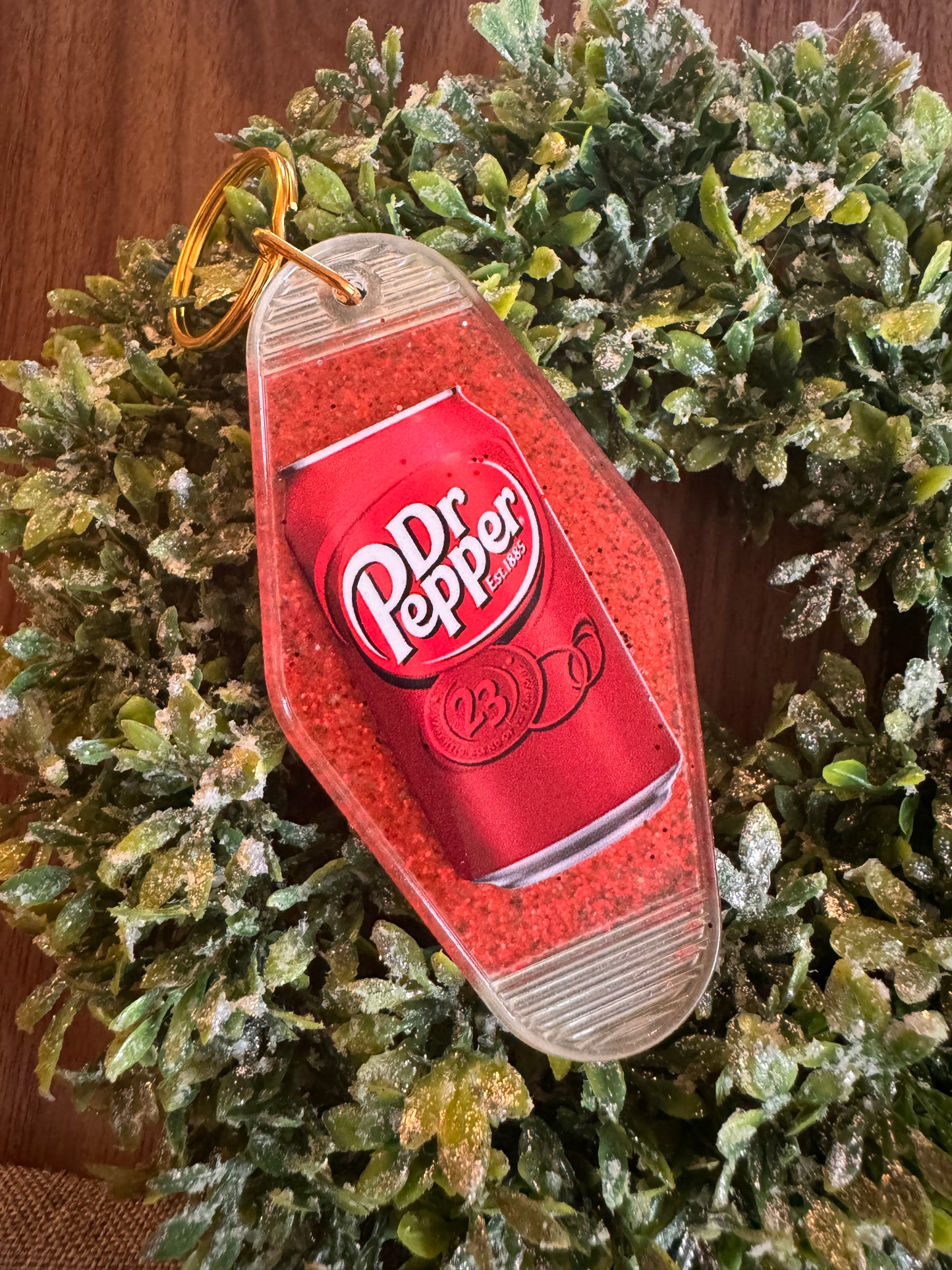 Sparkly Dr. Pepper Keychain