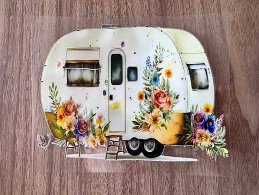 Flowery Camper Decal