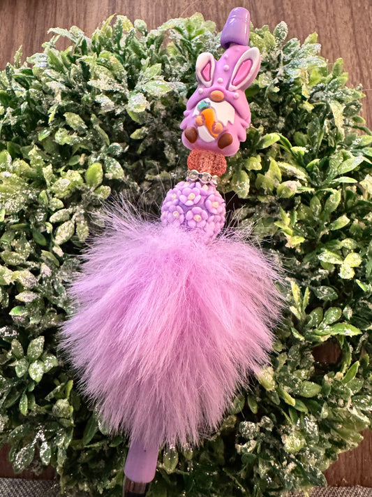 Purple Easter Gnome Fluffy Pen