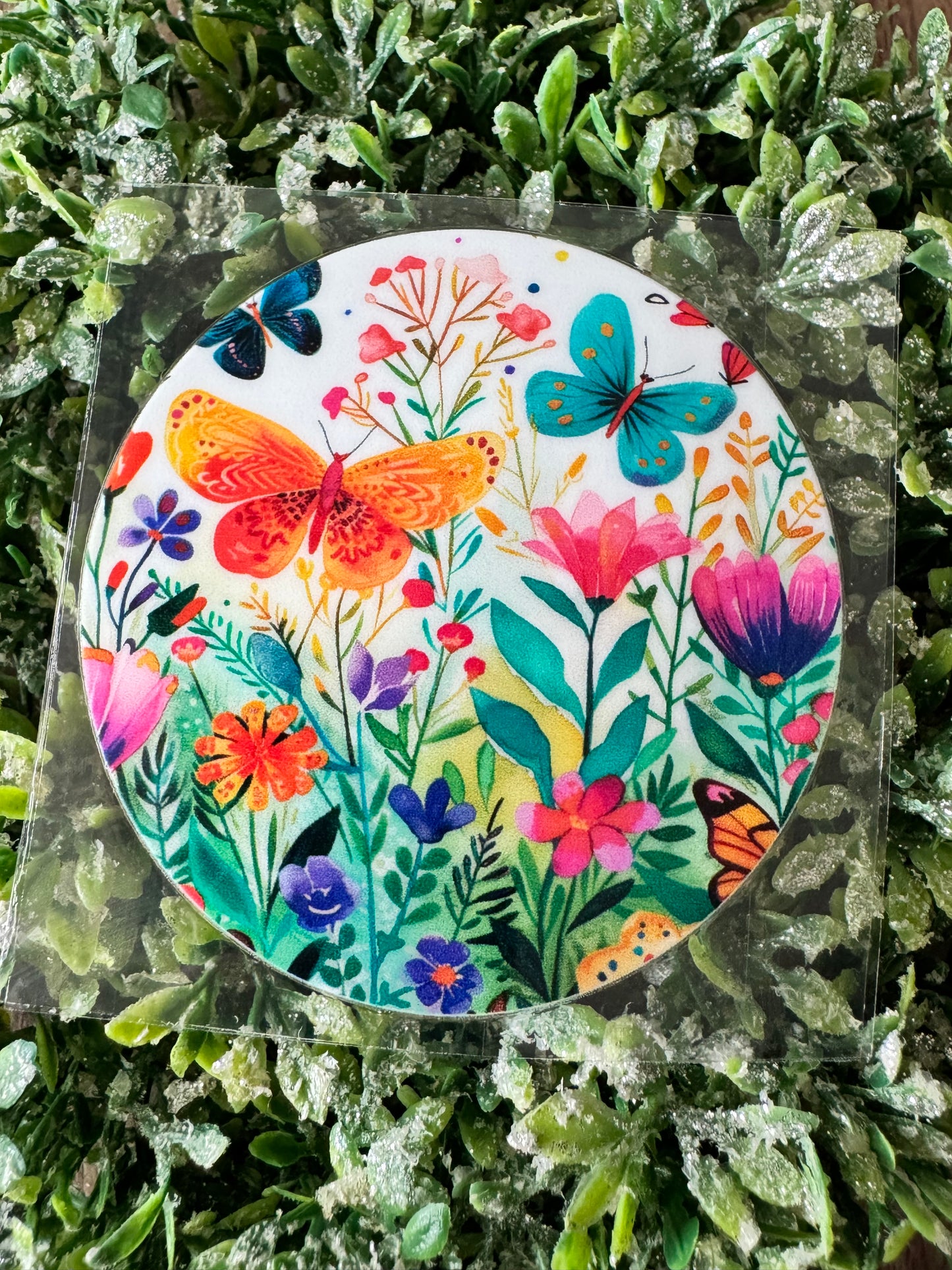Butterflies & Flowers Circle Decal