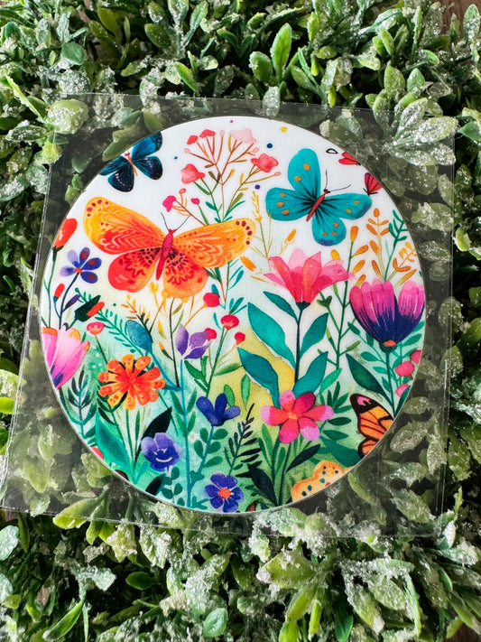 Butterflies & Flowers Circle Decal