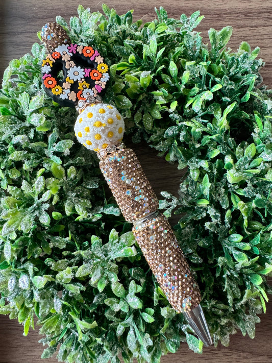 Flowery Peace Sign Fancy Pen