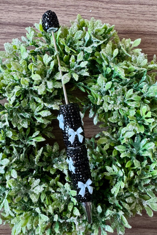 Black/Baby Blue Bow Fancy Pen