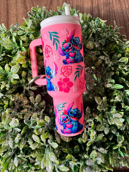 Pink & Blue Alien Mini Tumbler Keychain