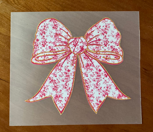 Pink Floral Bow Transfer
