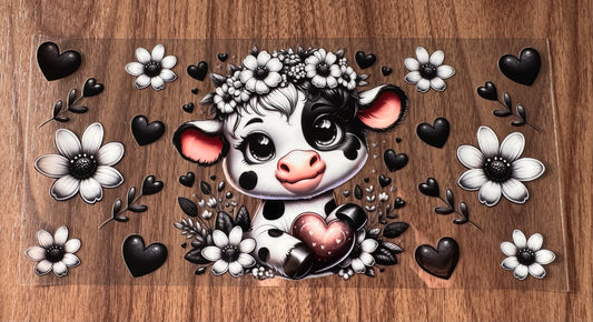 Flowery Black Cow Cup Wrap