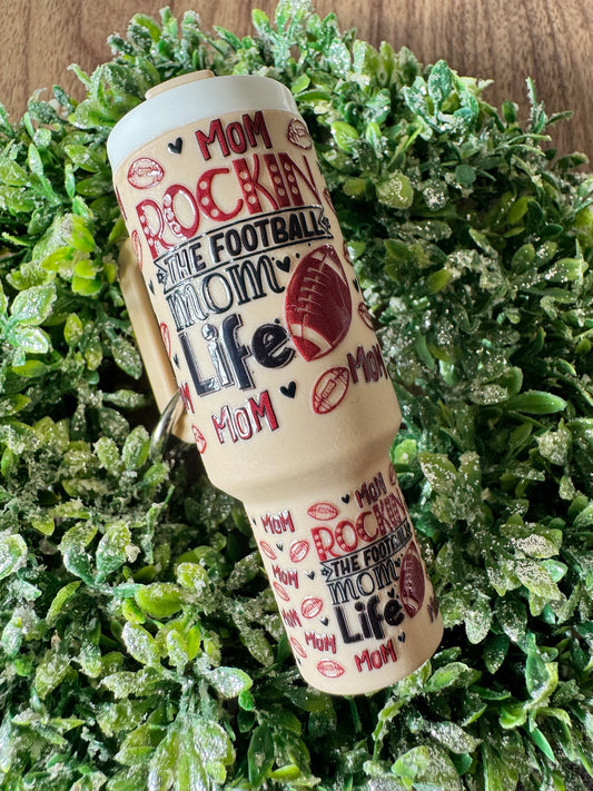 Rockin’ Football Mom Mini Tumbler Keychain