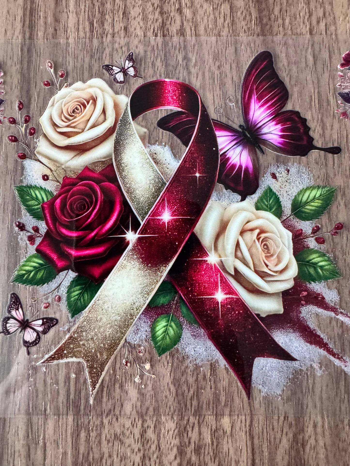 Cream & Maroon Awareness Ribbon Cup Wrap