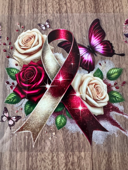 Cream & Maroon Awareness Ribbon Cup Wrap