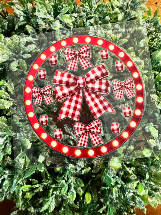 Red Checkered Bow Circle Decal