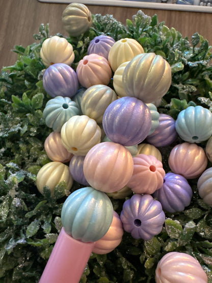 16mm Pastel Shimmer Pumpkin Beads