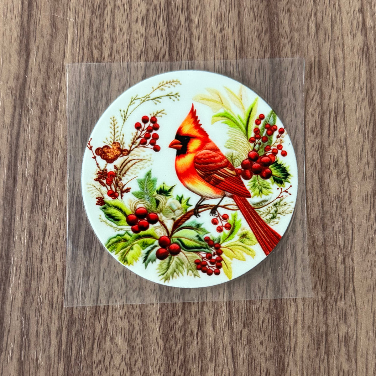 Winter Cardinal Circle Decal