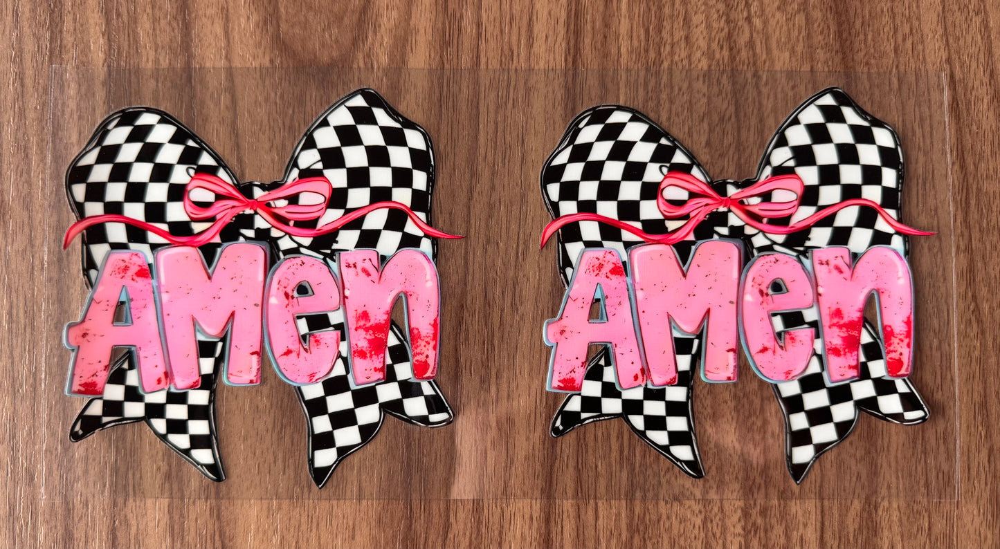 Checkered Amen Bow Decal Sheet