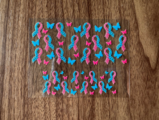 Pink/Bkue Awareness Ribbon Mini Wrap