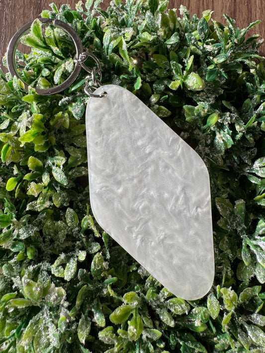 White Marble Motel Keychain