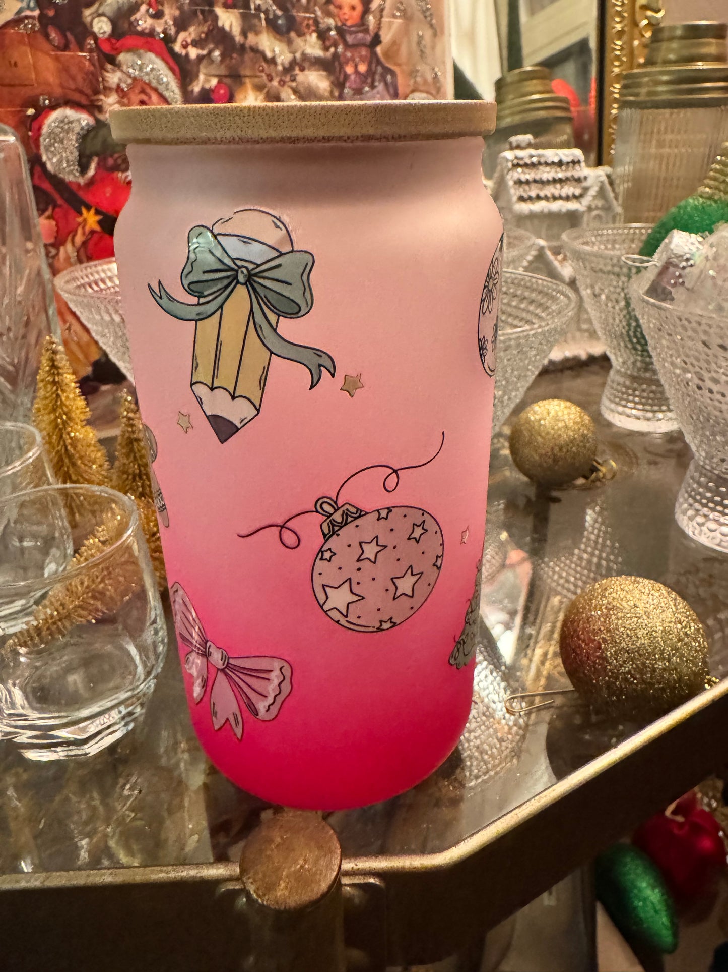 Pink Christmas Teacher Cup