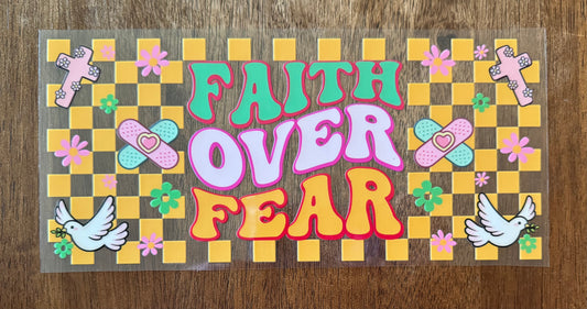 Checkered Faith Over Fear Cup Wrap