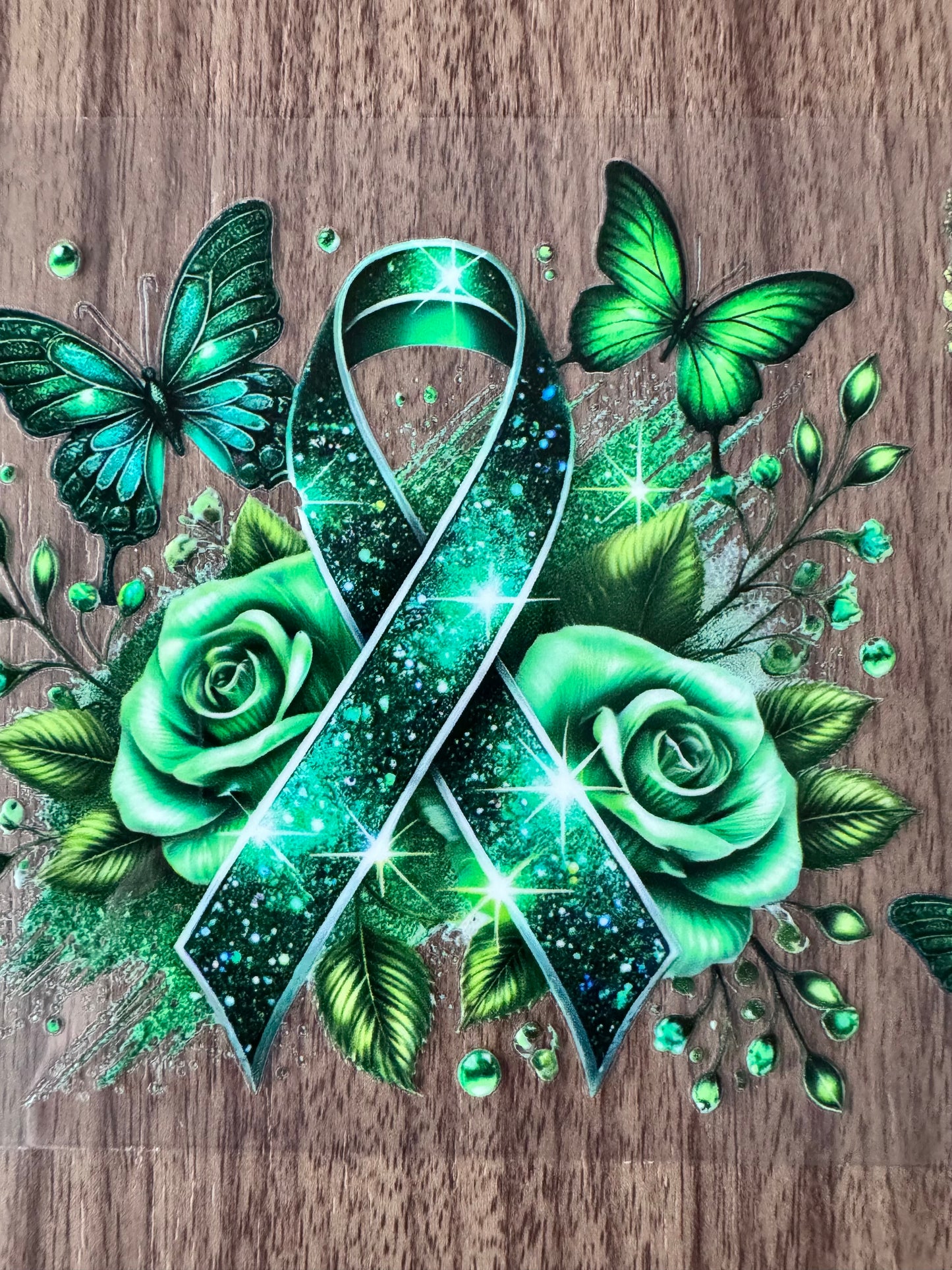 Green Sparkly Awareness Ribbon Cup Wrap