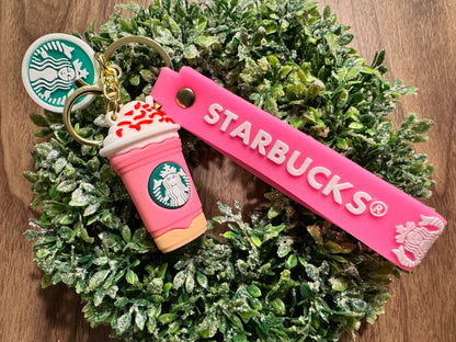 Pink Coffee Keychain