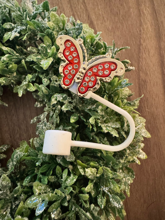 Red Butterfly Straw Topper