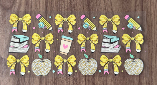 Teacher Things & Bows Cup Wrap