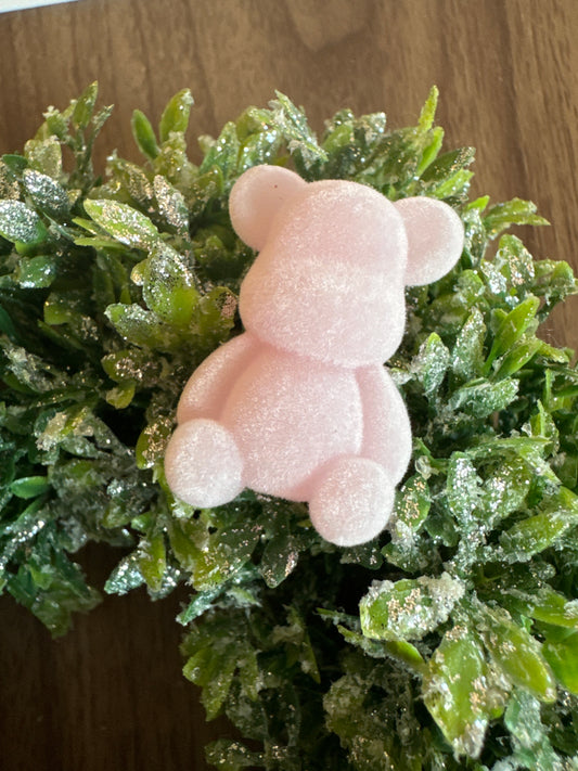 Pink Flocked Bear Focal