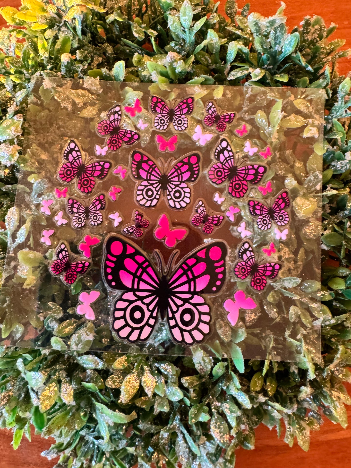 Pink Butterflies Circle Decal