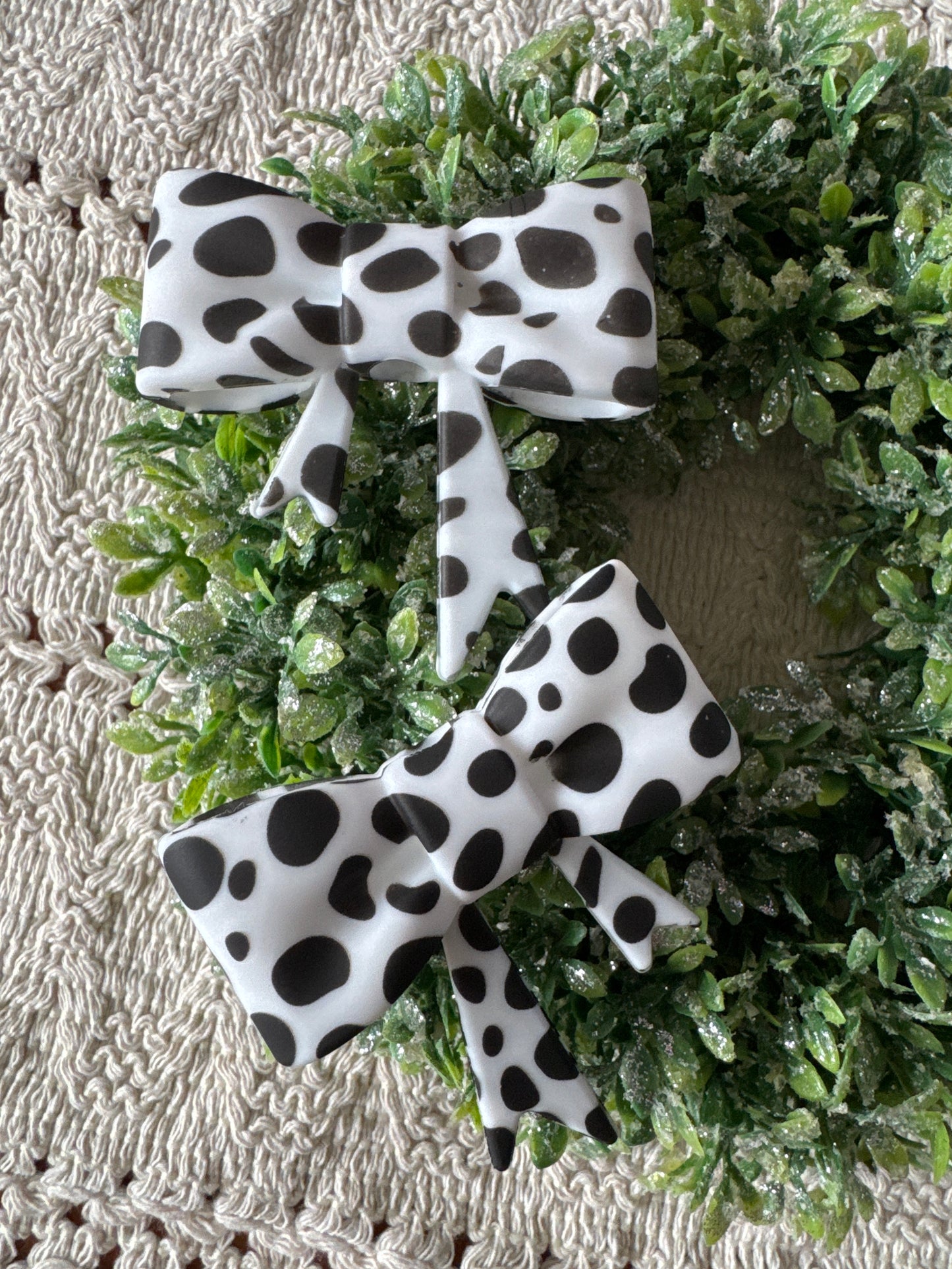 Black Cow Print Bow Focal