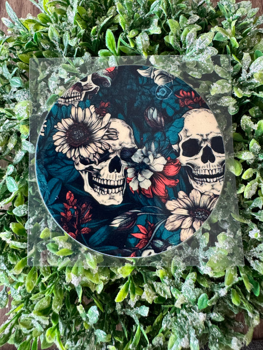 Teal Skulls Circle Decal