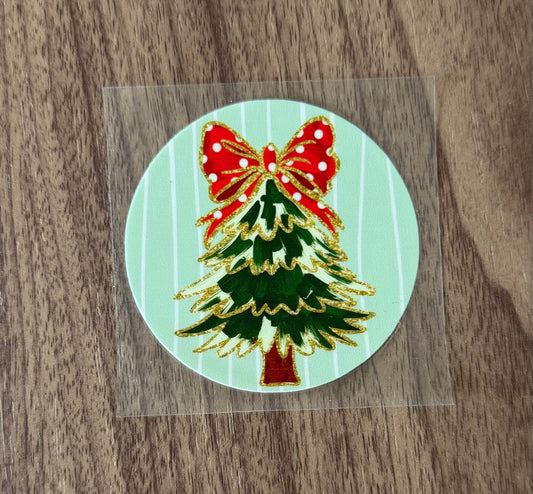 Christmas Tree w/Bow Circle Decal