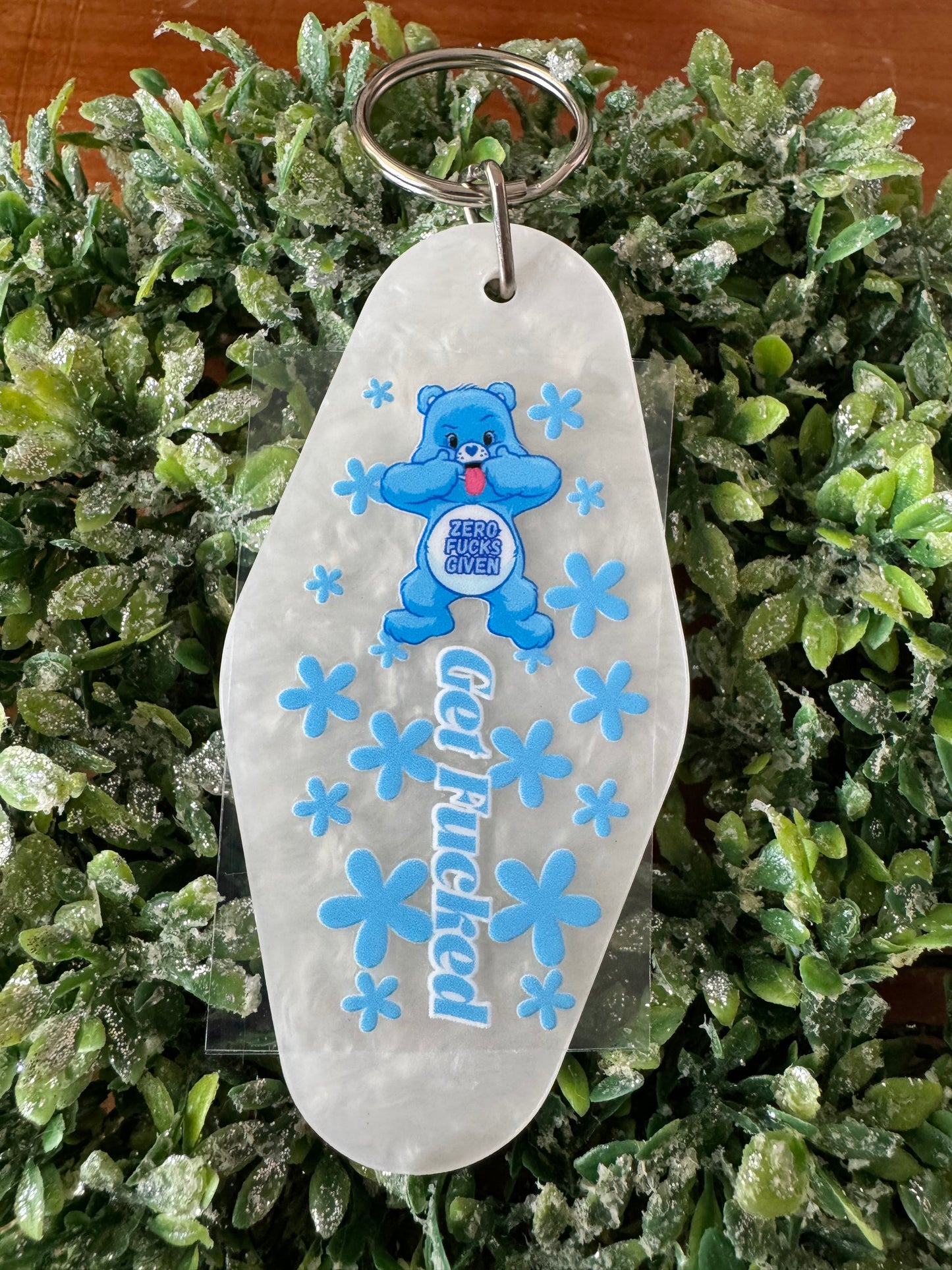 Blue Get F’d Bear Keychain Decal